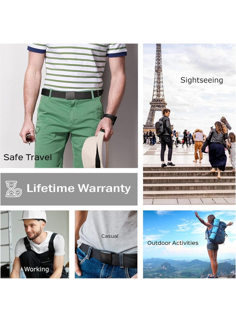 حزام النقود للرجال حزام أمان السفر مع جيب مخفي للنقود، محفظة مضادة للاختلاس بدون مشبك معدني - Image 5